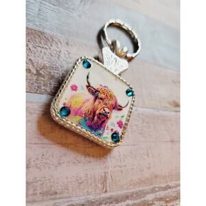 Cute highland Cow Concho Keychain, western keyring, western car accessories